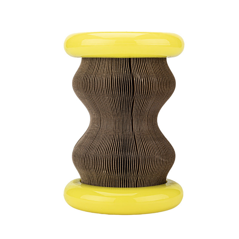 A colorful Pet Toy Magic Organ Corrugated Paper Wheel designed for cats, featuring a durable construction of TPR, ABS, and corrugated paper, ideal for scratching and playing.