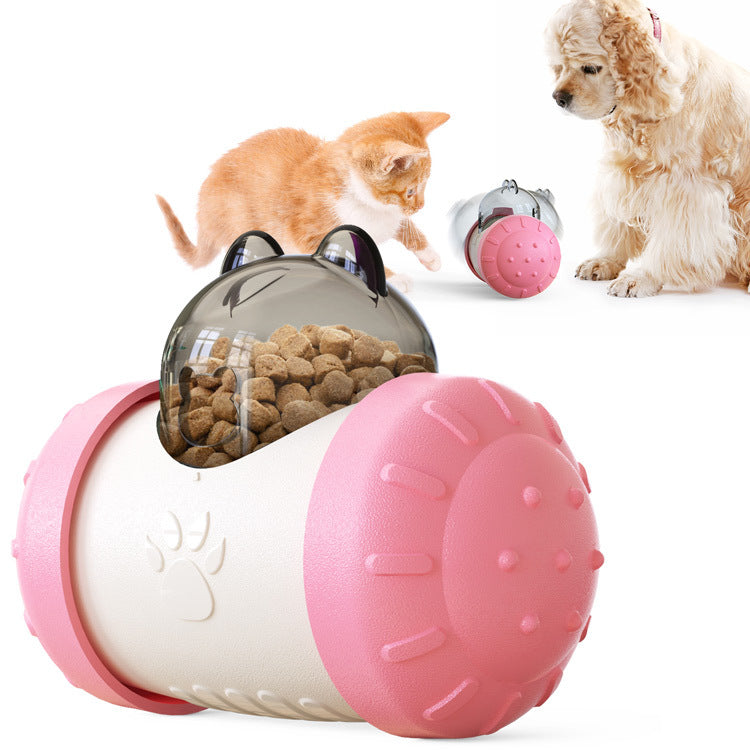 Interactive leaking food ball for dogs and cats, made from non-toxic materials, featuring a transparent design for easy treat visibility.