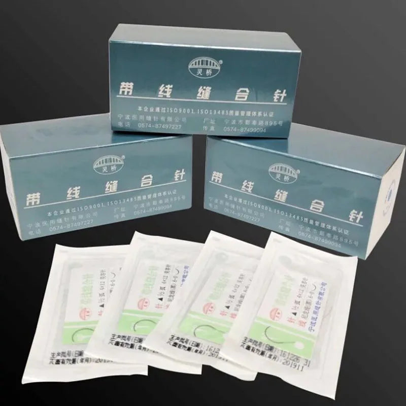 10 pieces of nylon suture needles for microsurgery, featuring a round head design for precision and ease of use.