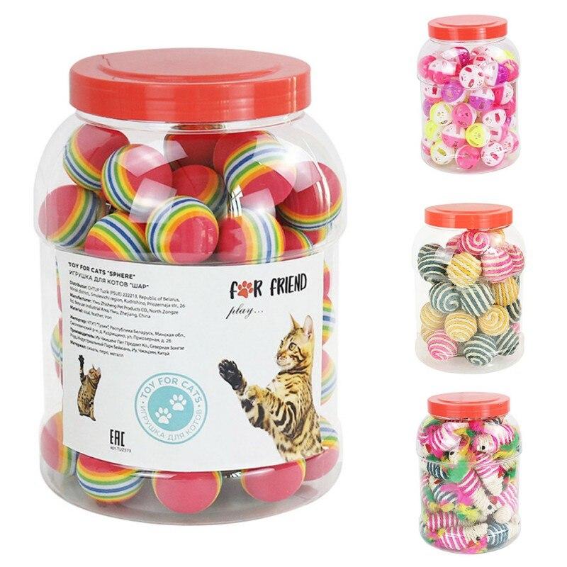 Colorful Fun Rainbow Ball Cat Toy designed for interactive play with kittens and cats, made from durable plastic.