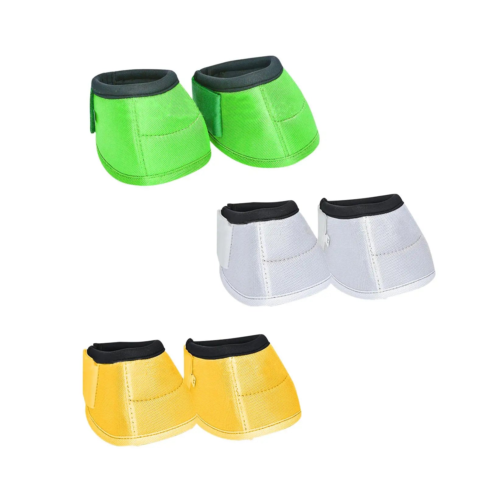 2Pcs Horse Bell Boots designed for hoof protection, featuring a lightweight and durable construction with a loop closure for easy wear.