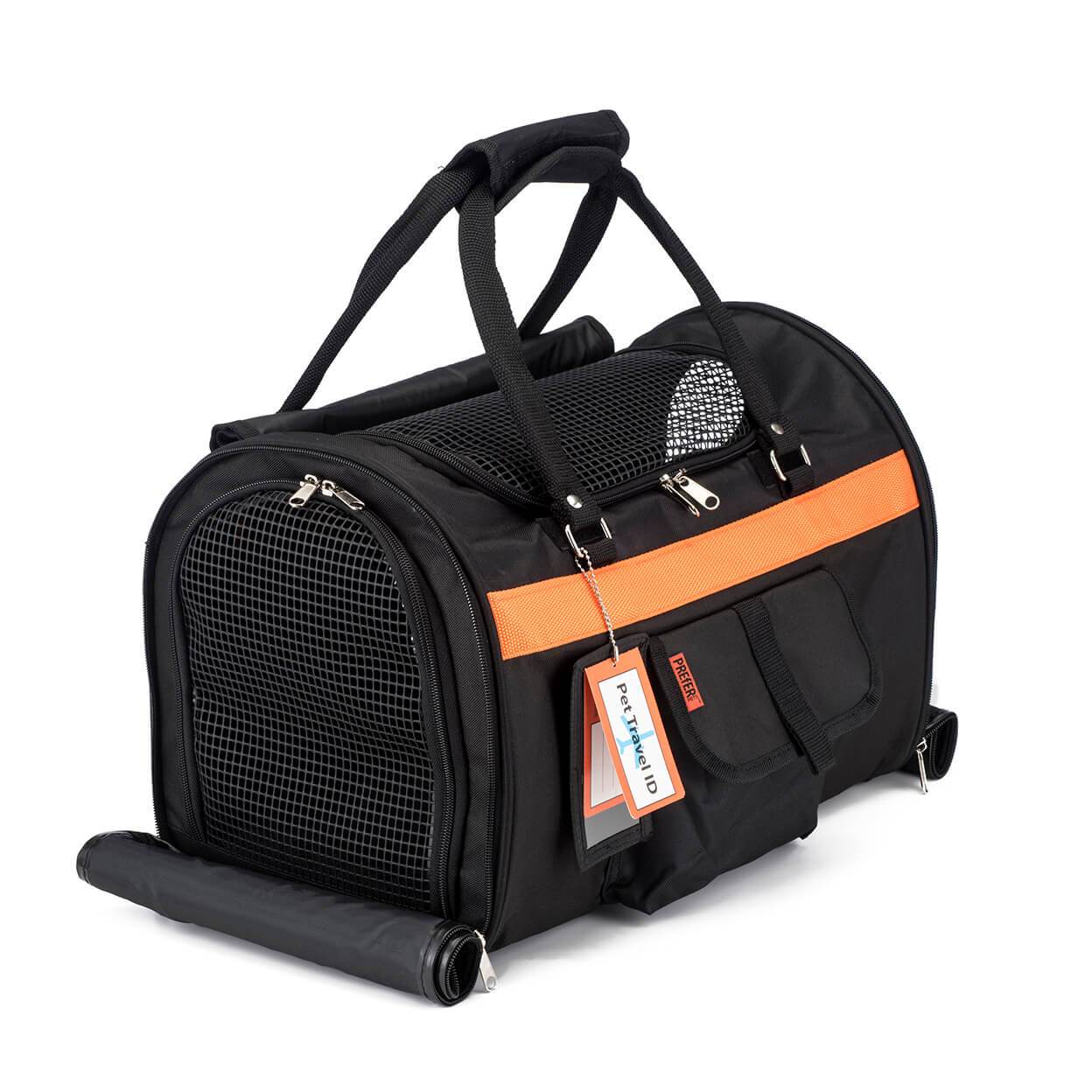 Prefer Pets 312 Hideaway™ Duffel Pet Carrier in stylish design with mesh ventilation and privacy covers.