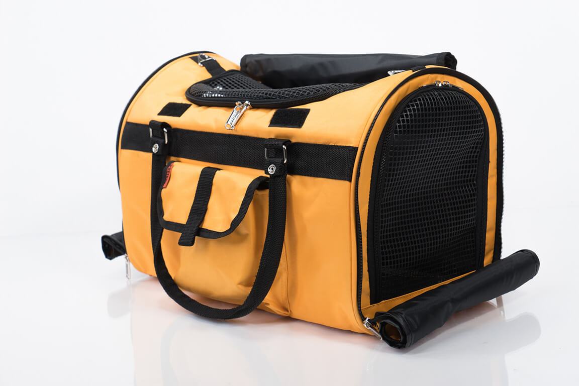 Prefer Pets 312 Hideaway™ Duffel Pet Carrier in stylish design with mesh ventilation and privacy covers.