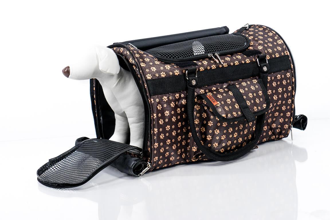 Prefer Pets 312 Hideaway™ Duffel Pet Carrier in stylish design with mesh ventilation and privacy covers.
