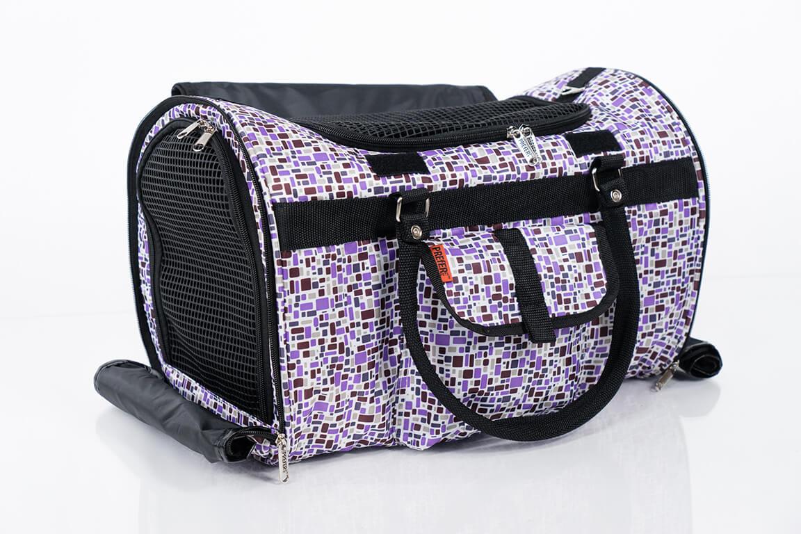Prefer Pets 312 Hideaway™ Duffel Pet Carrier in stylish design with mesh ventilation and privacy covers.