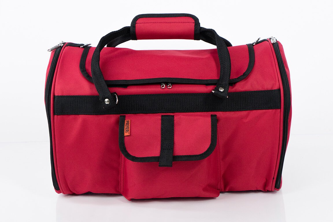 Prefer Pets 312 Hideaway™ Duffel Pet Carrier in stylish design with mesh ventilation and privacy covers.