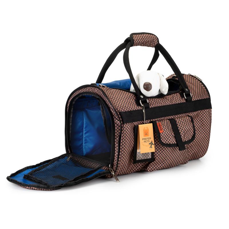 Prefer Pets 312 Hideaway™ Duffel Pet Carrier in stylish design with mesh ventilation and privacy covers.