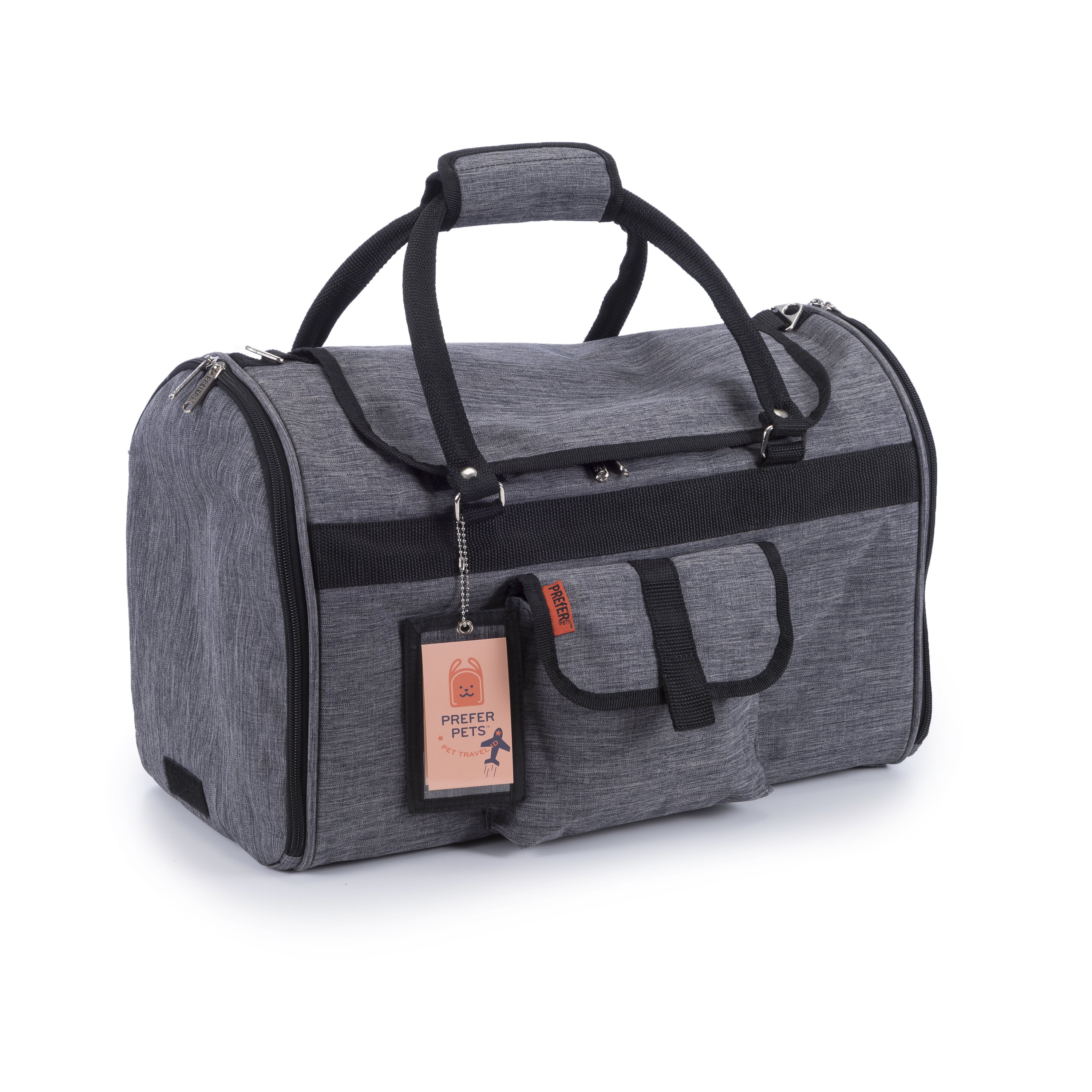 Prefer Pets 312 Hideaway™ Duffel Pet Carrier in stylish design with mesh ventilation and privacy covers.
