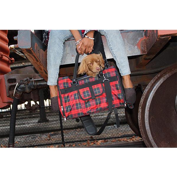 Prefer Pets 312 Hideaway™ Duffel Pet Carrier in stylish design with mesh ventilation and privacy covers.
