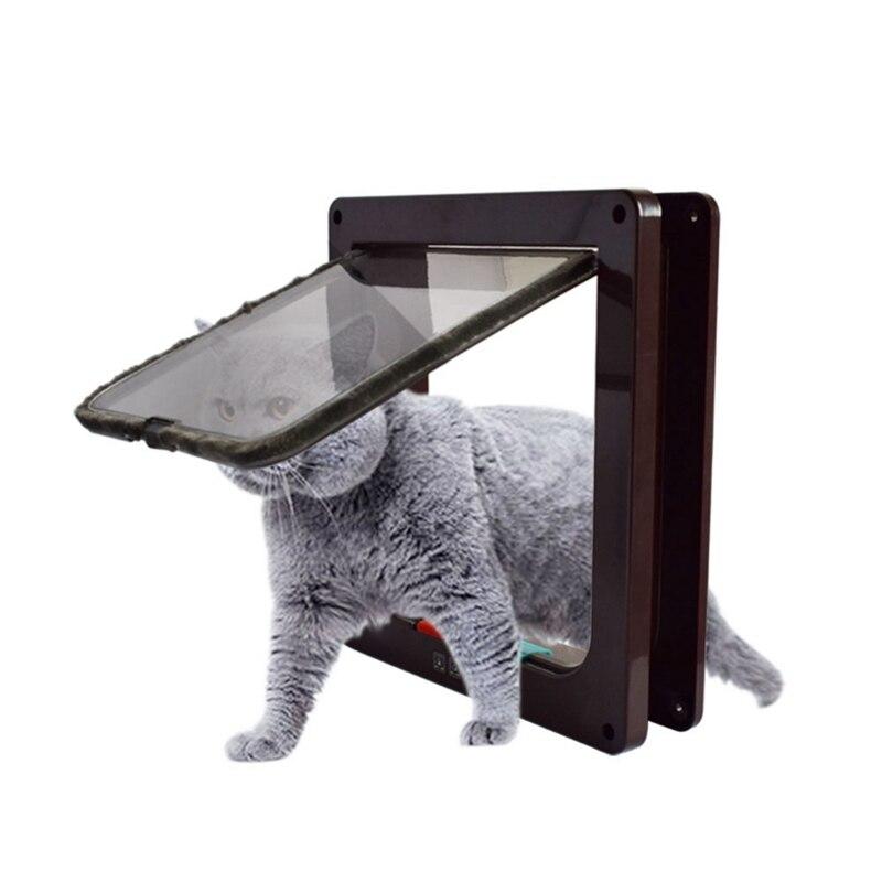 4 Way Lockable Cat Flap Door designed for small pets, featuring a durable plastic frame and a secure locking mechanism.