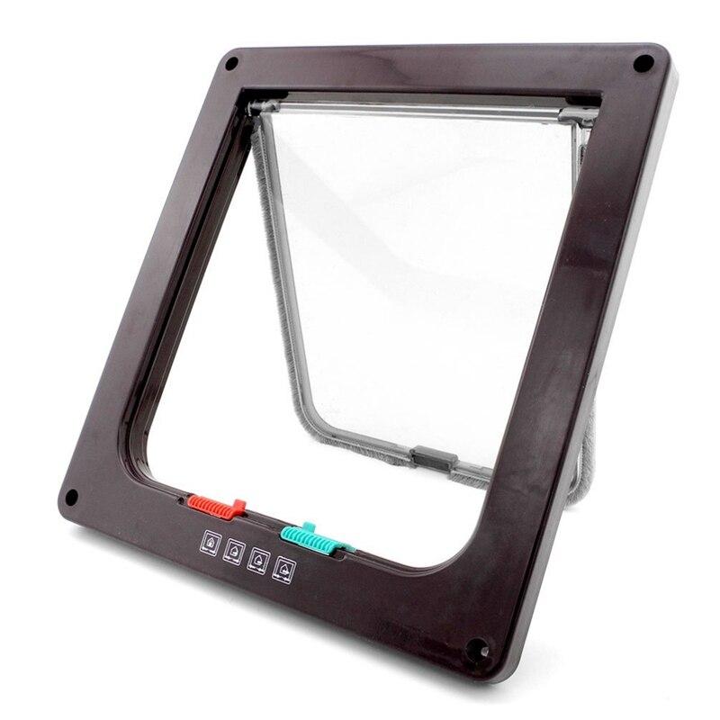 4 Way Lockable Cat Flap Door designed for small pets, featuring a durable plastic frame and a secure locking mechanism.