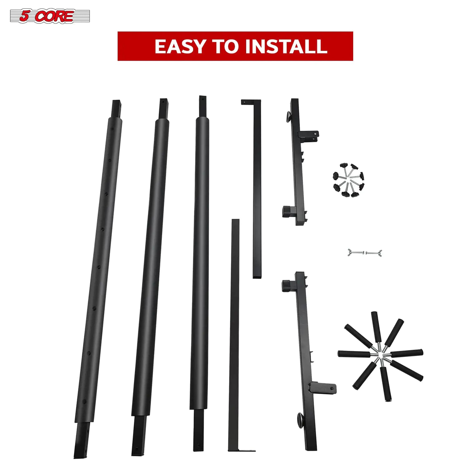 5 Core Multi Guitar Rack Stand holding multiple guitars, showcasing its adjustable slots and sturdy design.