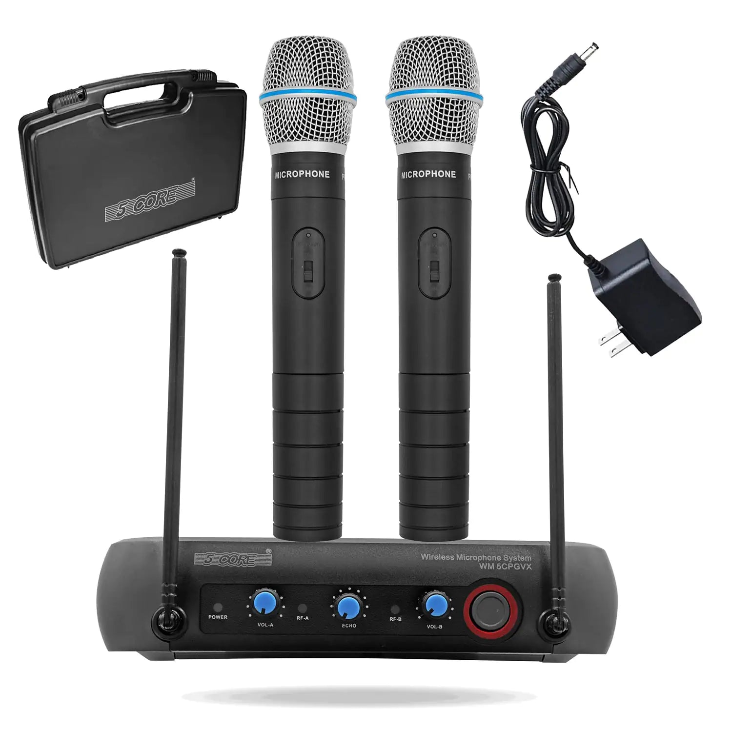 5Core Professional Wireless Microphone with VHF technology, showcasing its sleek design and features.
