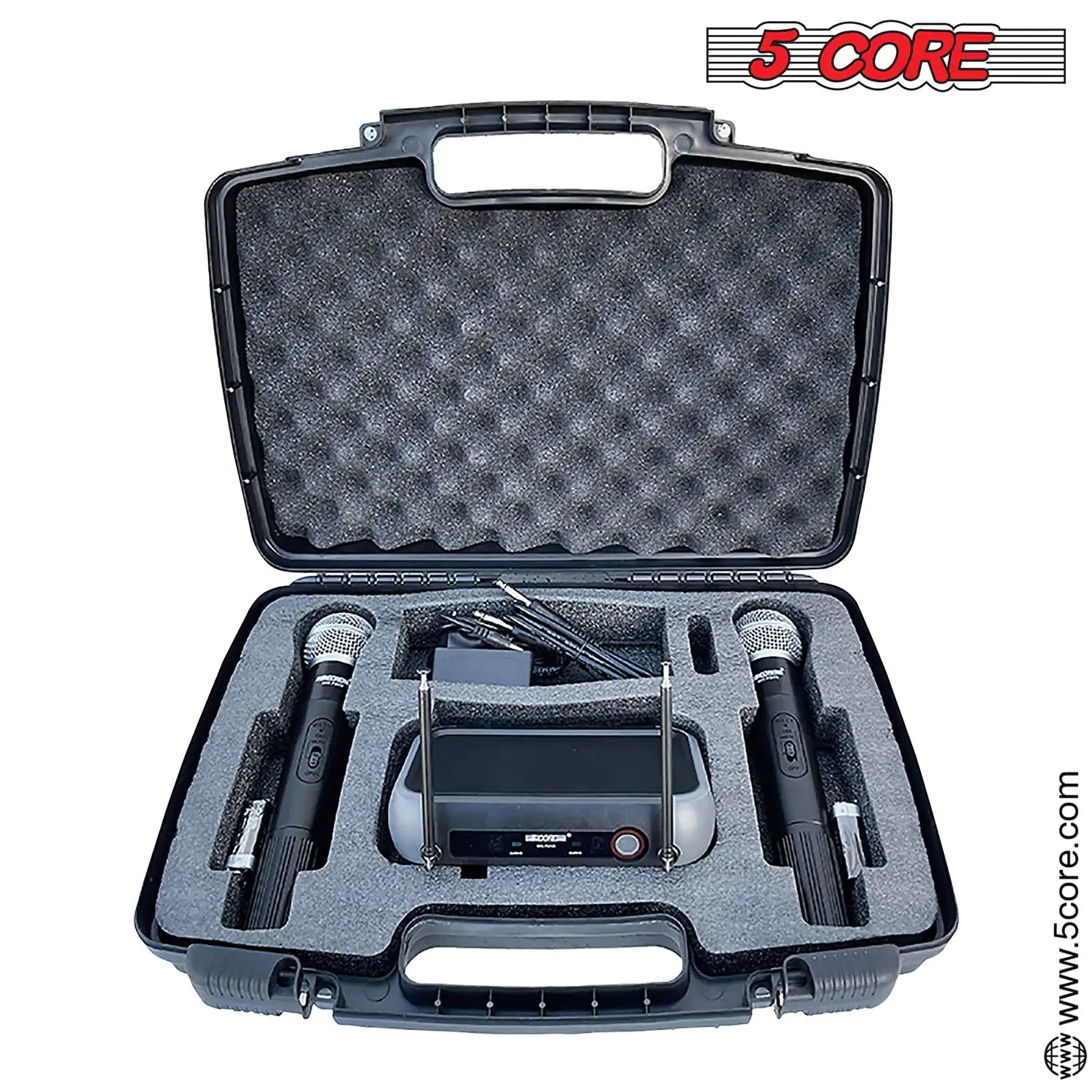 5Core Professional Wireless Microphone with VHF technology, showcasing its sleek design and features.