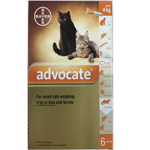 Advocate for Small Cats under 4kg, 6 pack, topical flea and parasite treatment for cats and kittens.