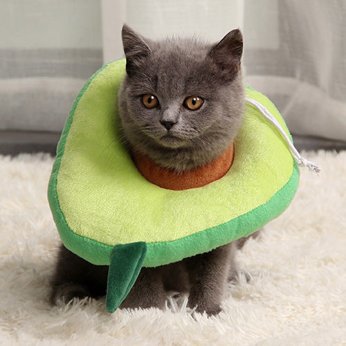 After Surgery Anti Bite Avocado Collar for pets, featuring a fun avocado design, adjustable straps, and durable material for comfort and protection.