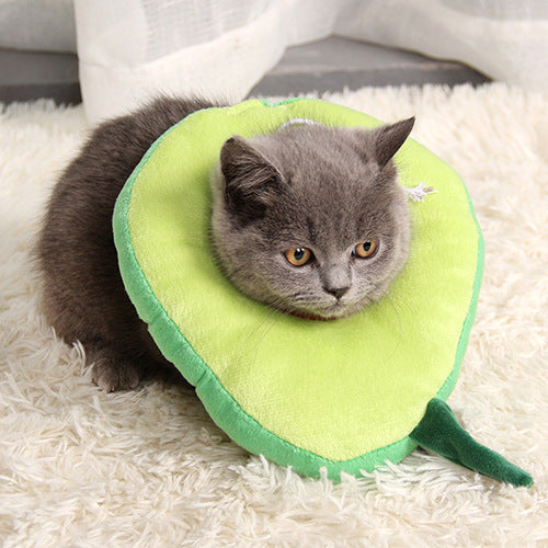 After Surgery Anti Bite Avocado Collar for pets, featuring a fun avocado design, adjustable straps, and durable material for comfort and protection.
