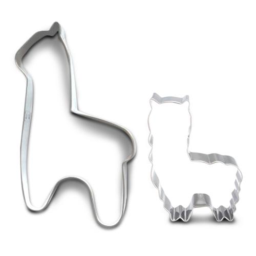 Alpaca Cookie Cutter in various sizes, showcasing its unique shape and cook-safe metal material.
