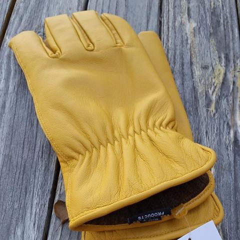 Alpaca Knit Lined Cowhide Leather Gloves showcasing soft cowhide exterior and warm alpaca fleece lining, made in the USA.