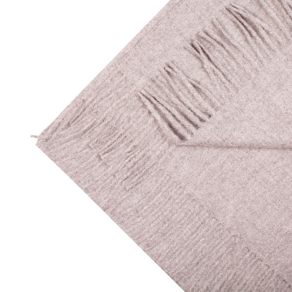 Light grey alpaca wool scarf, soft and luxurious, perfect for winter wear, showcasing elegant craftsmanship.