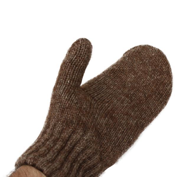 A pair of stylish Alpaca Work/Play mittens in Carhart Brown and Light Camel/Fawn, showcasing their soft texture and eco-friendly design.