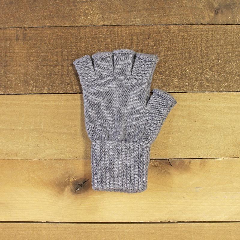 A pair of stylish fingerless alpaca gloves in natural colors, showcasing their soft texture and warm design, perfect for texting and outdoor activities.