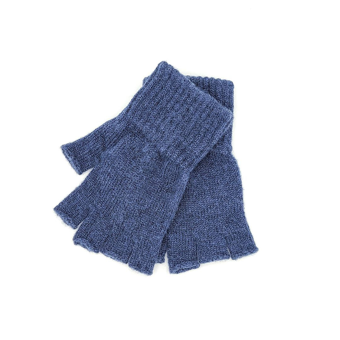 A pair of stylish fingerless alpaca gloves in natural colors, showcasing their soft texture and warm design, perfect for texting and outdoor activities.