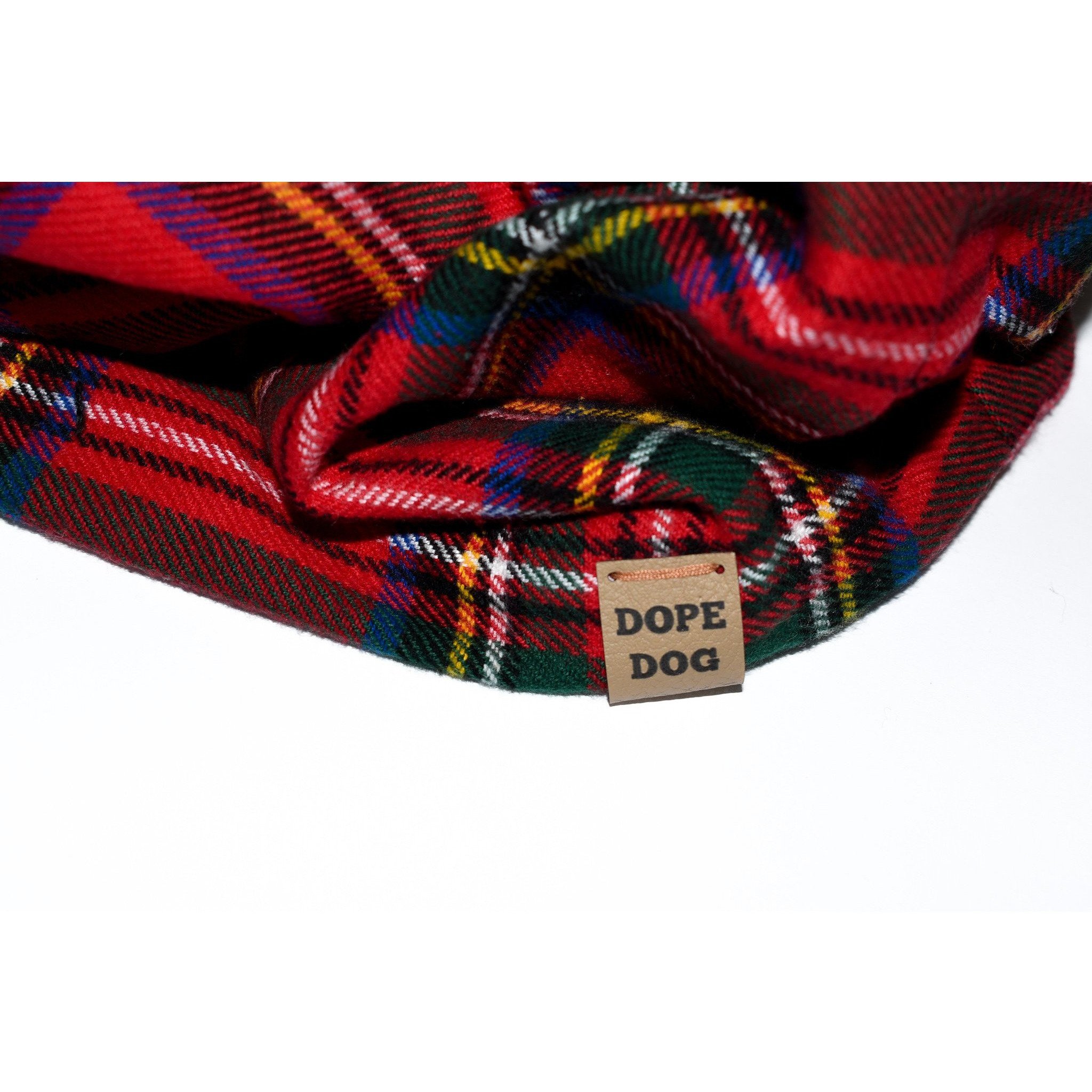Apple Crumble Dog Scarf made of cozy cotton, featuring a twisted neck design, perfect for stylish dogs.