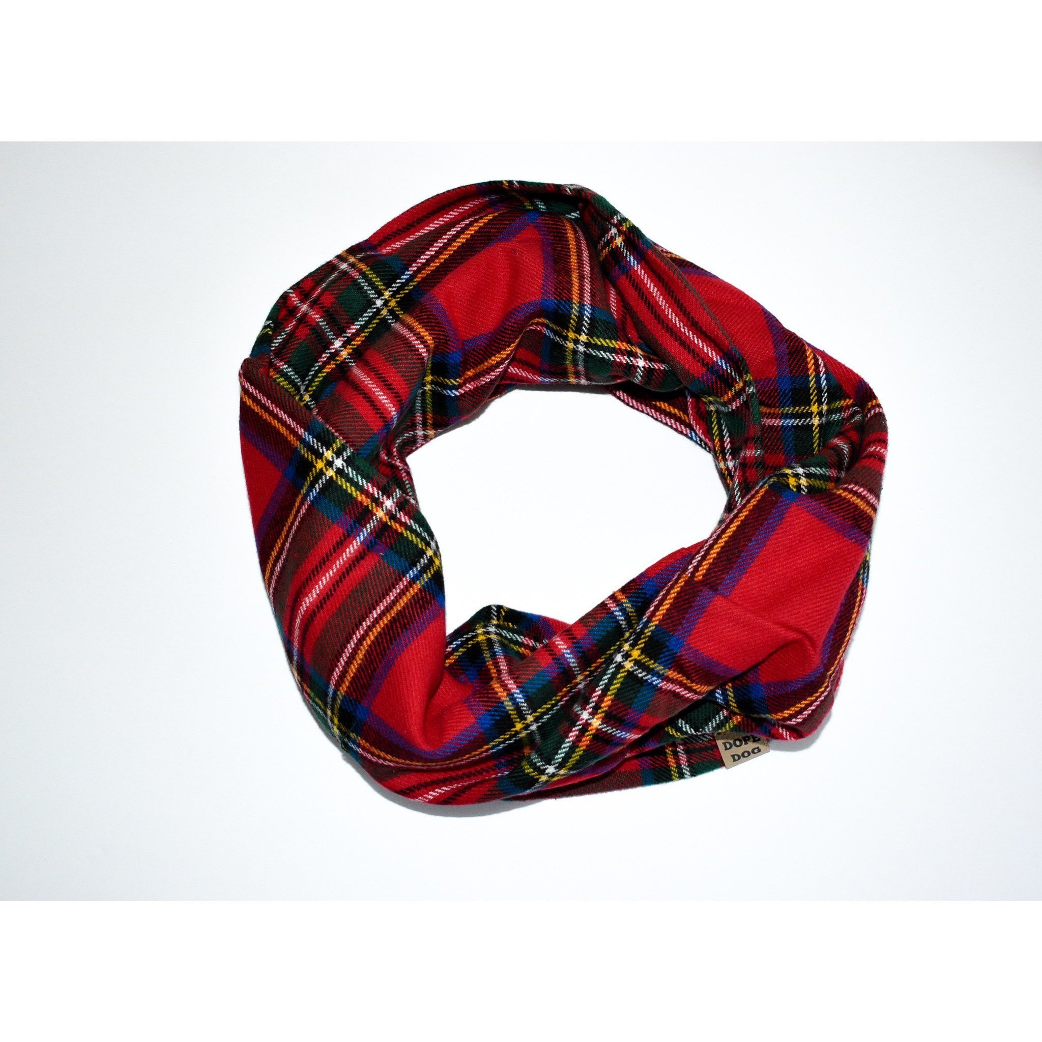 Apple Crumble Dog Scarf made of cozy cotton, featuring a twisted neck design, perfect for stylish dogs.