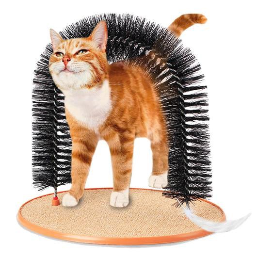 Arch Groomer for Cats featuring soft bristles and a stable base, designed for self-grooming and playful rubbing.