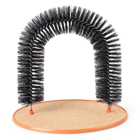 Arch Groomer for Cats featuring soft bristles and a stable base, designed for self-grooming and playful rubbing.