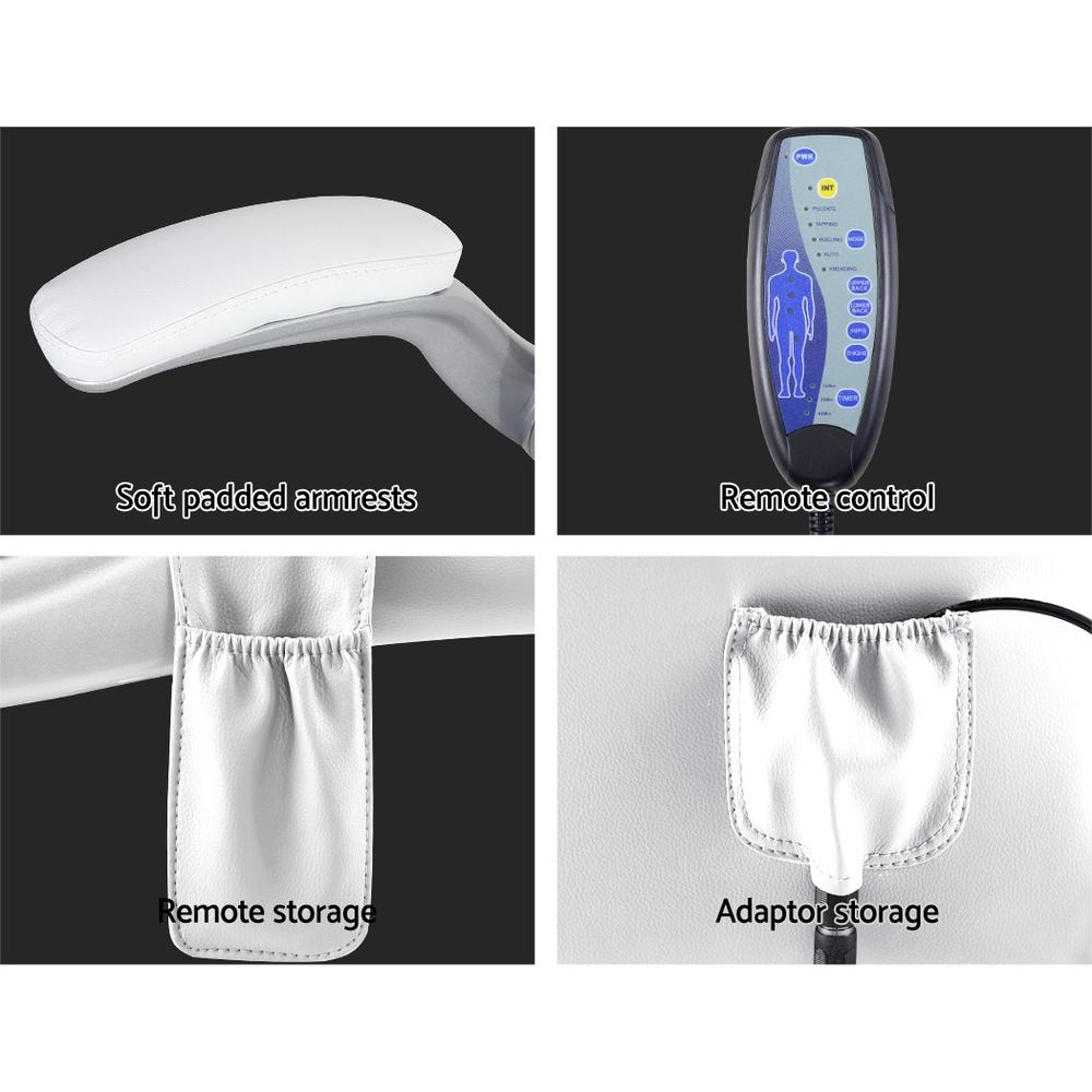 Artiss Massage Office Chair in white PU leather with 8-point massage features and stylish chrome base.