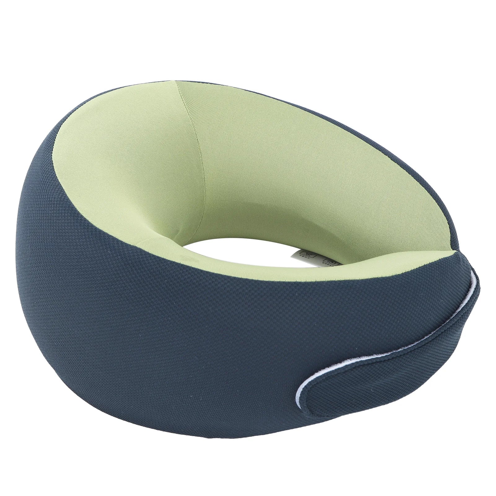 Portable back neck pillow massager in blue and green colors, featuring ergonomic design and hot compress functionality for ultimate relaxation.