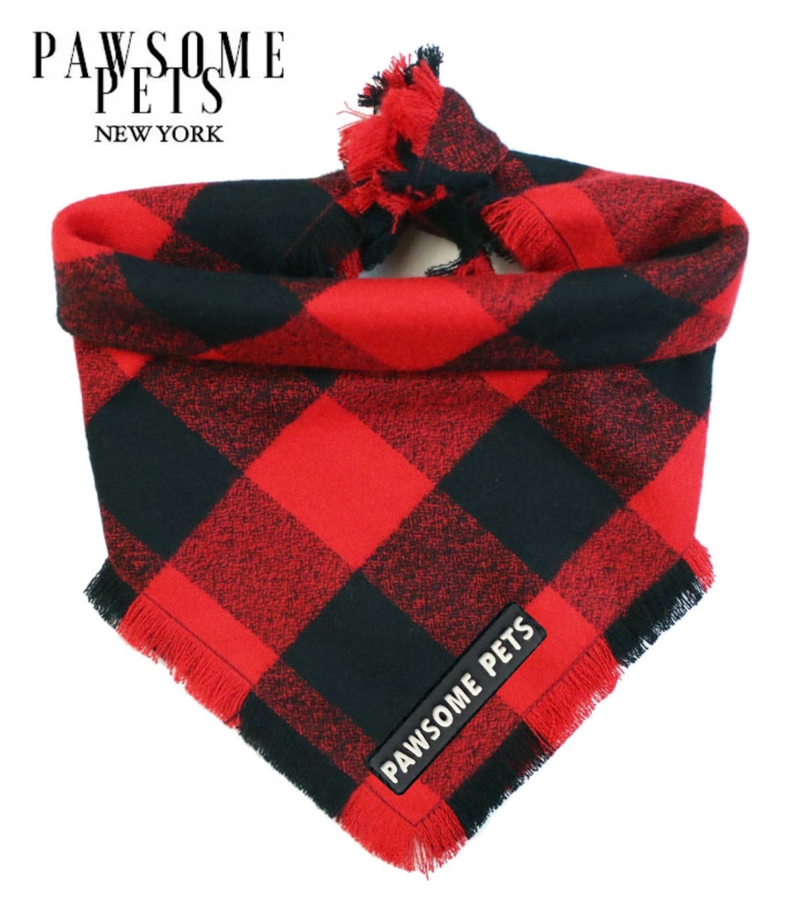 Finley Bandana made from 100% cotton featuring Pawsome Pets logo, designed for pets of all sizes.