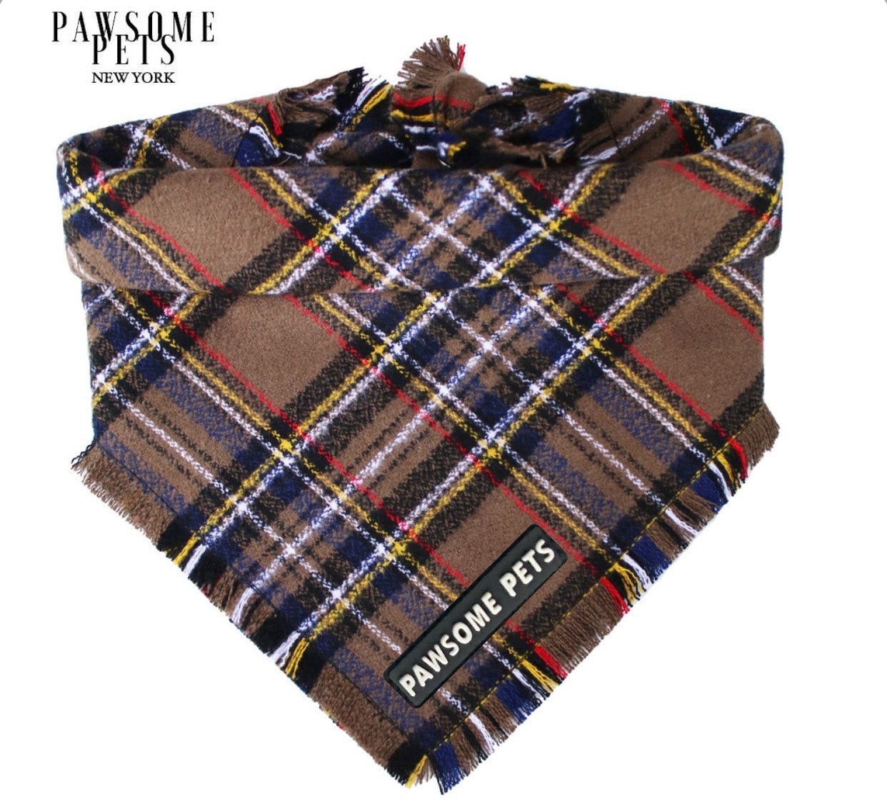 Hunter Bandana for pets, handmade from 100% cotton with Pawsome Pets logo, featuring a stylish square design.