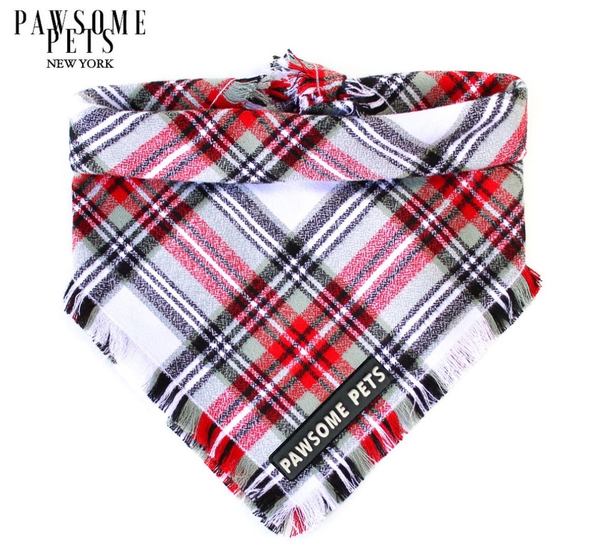 Mateo Bandana made from 100% cotton featuring Pawsome Pets logo, designed for pets.