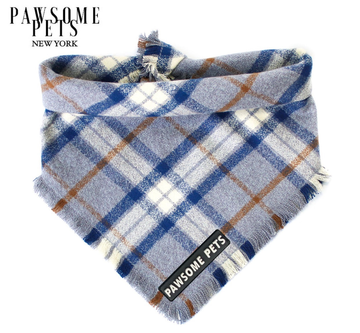 Handmade PORTER Bandana for pets, made from 100% cotton with Pawsome Pets logo, showcasing vibrant colors and unique design.