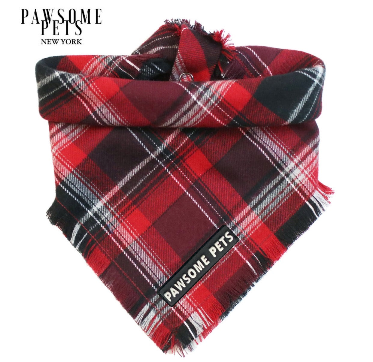 BANDANA - RIPLEY, a handmade cotton bandana featuring the Pawsome Pets logo, designed for pets.