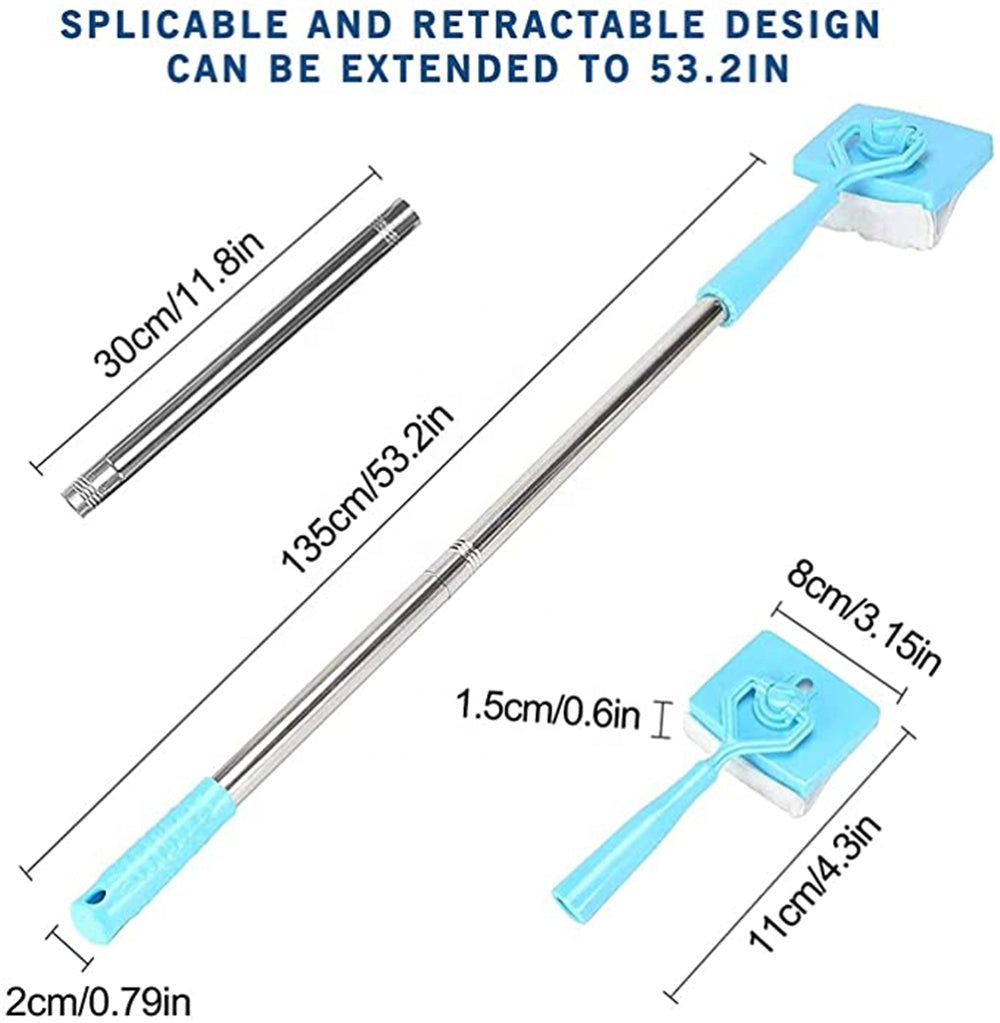Baseboard Buddy Retractable Household Universal Cleaning Brush Mop with microfiber mat and adjustable length.