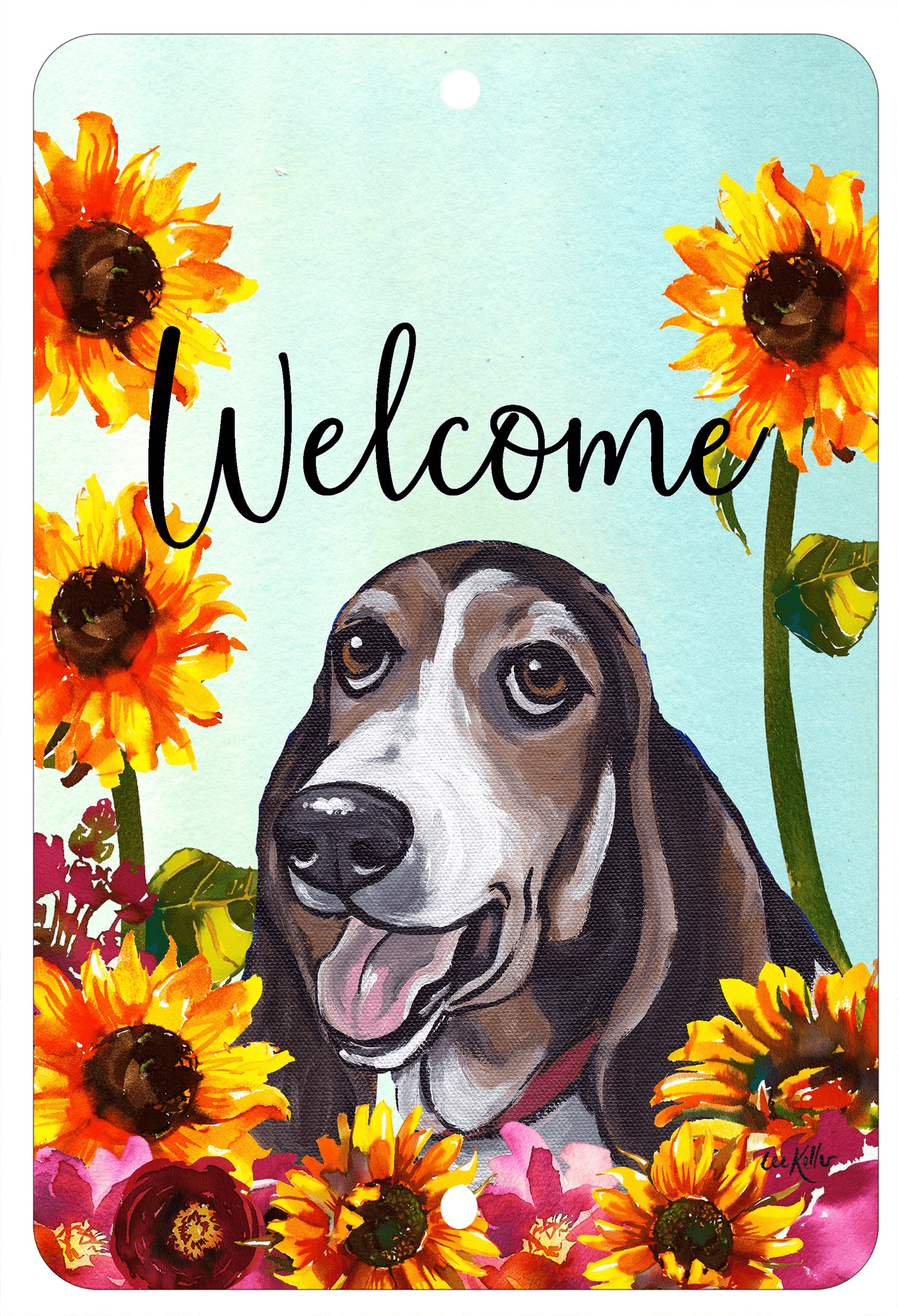 Main Basset Hound Welcome Indoor/Outdoor Aluminum Sign image