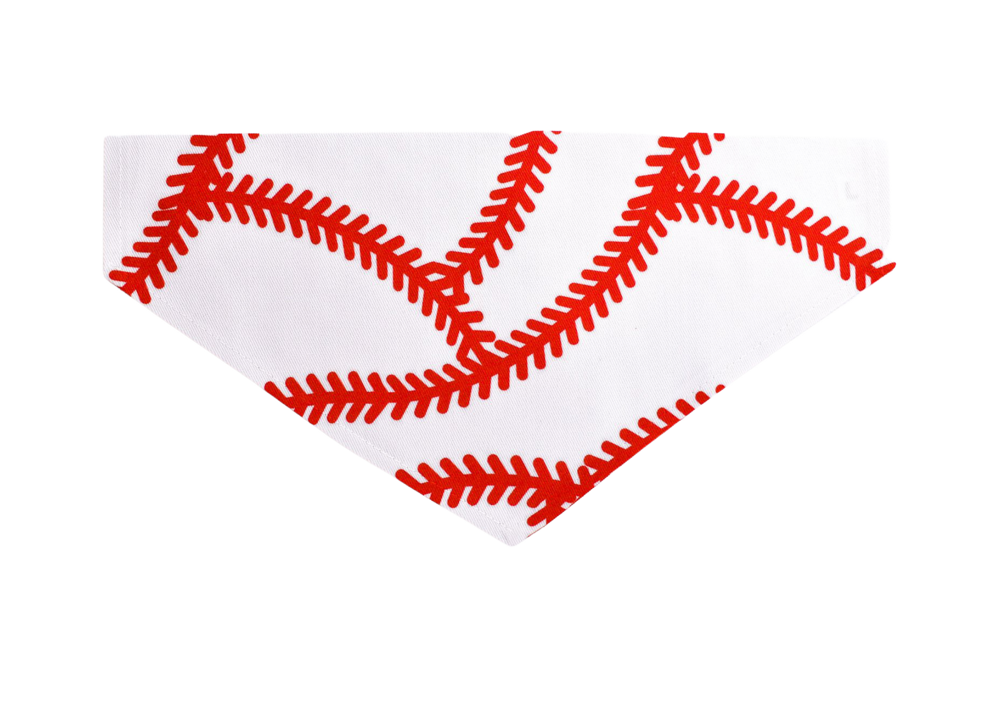 A stylish Batter Up Bandana for dogs, made from durable canvas fabric, featuring a unique design and a secure slip-on fit over the collar.