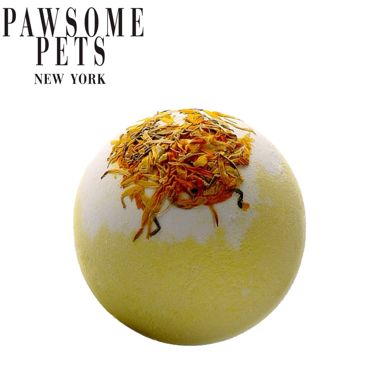 Chrysanthemum bath bomb for dogs, infused with Kaolin Clay, in a colorful and eco-friendly design, perfect for pampering pets during bath time.
