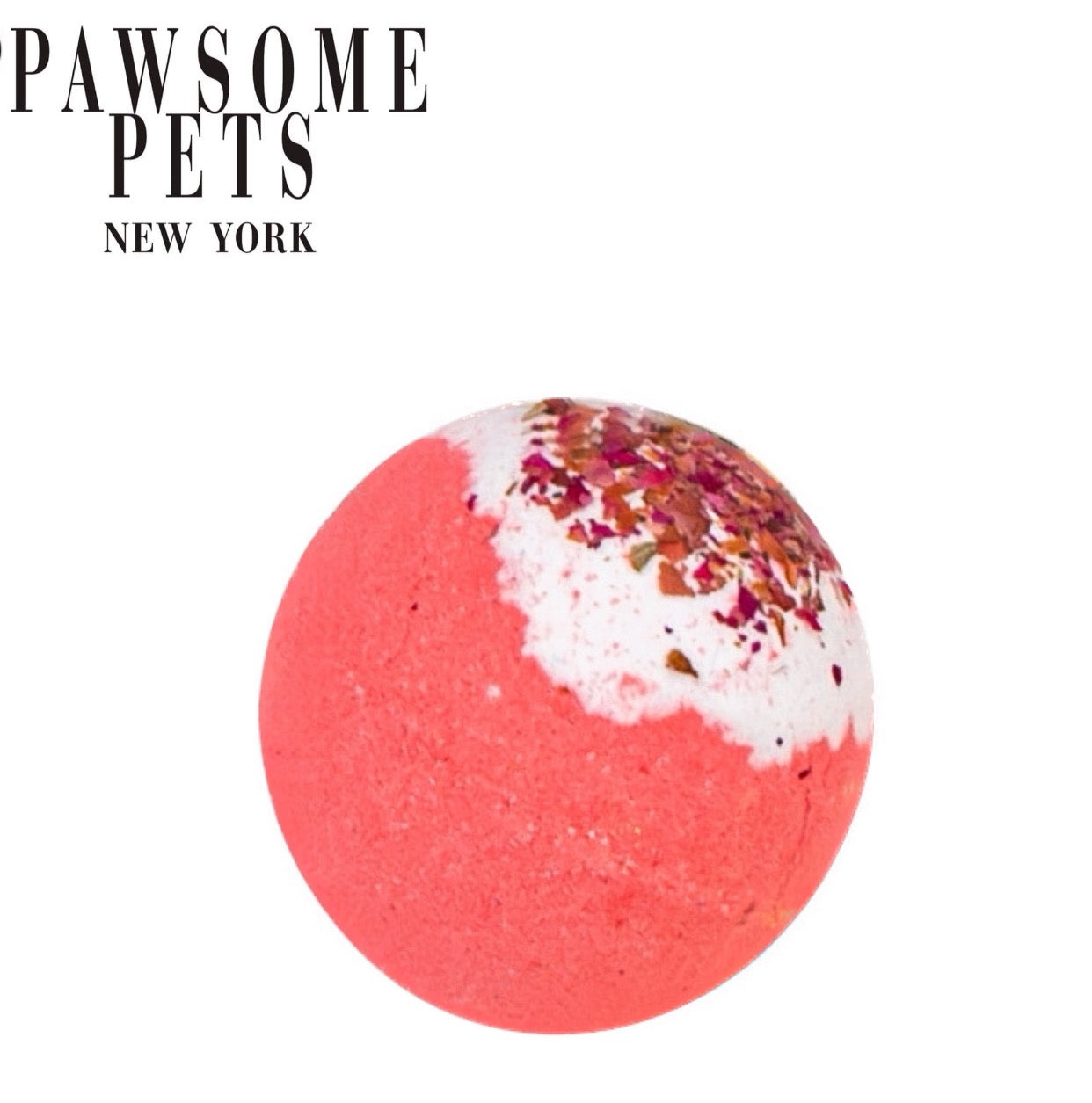 A vibrant Dry Rose bath bomb for dogs, showcasing its colorful design and eco-friendly ingredients, perfect for a fun bath experience.