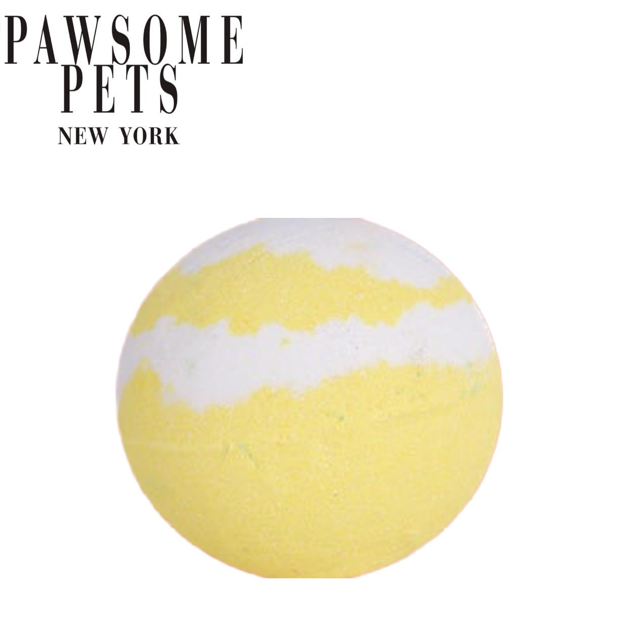 A vibrant bath bomb for dogs in Sunshine Passion Fruit scent, showcasing its colorful design and eco-friendly ingredients.