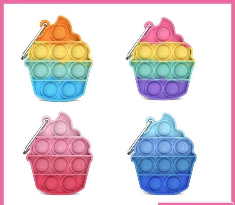 Beautiful Push Pop Fidget Sensory Toy in the shape of an ice cream cone, featuring colorful silicone bubbles for popping.