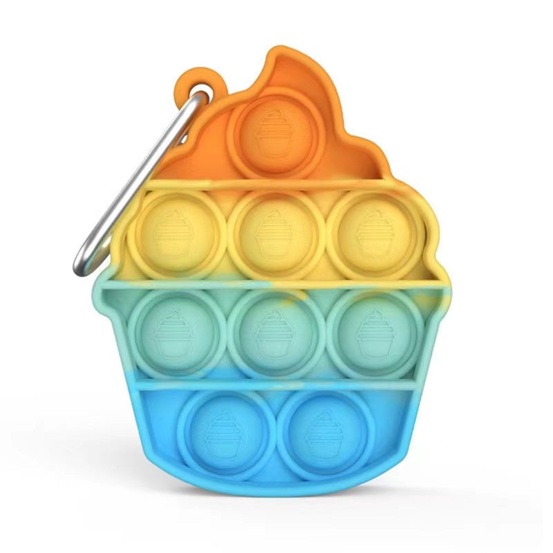 Beautiful Push Pop Fidget Sensory Toy in the shape of an ice cream cone, featuring colorful silicone bubbles for popping.