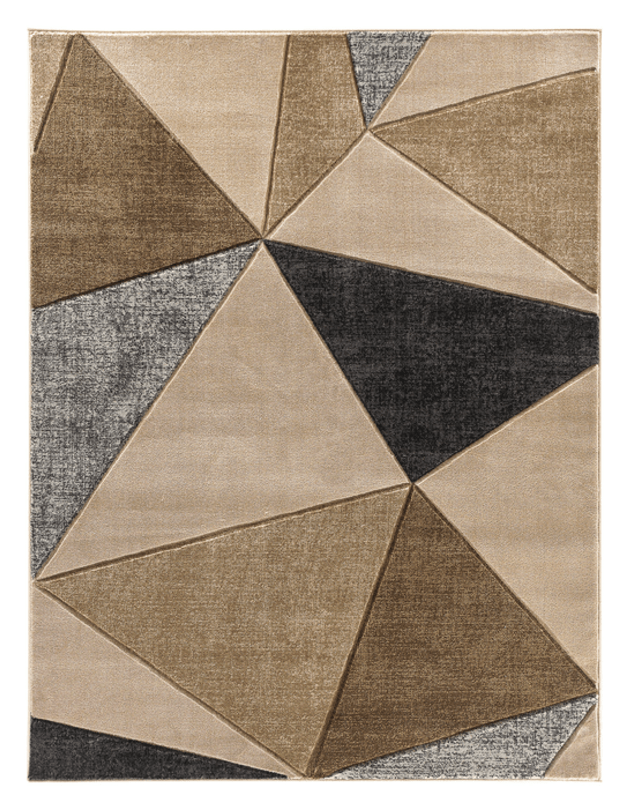 Beige geometric hand-carved soft rug measuring 3'8" x 5'6", showcasing a modern design and plush texture.