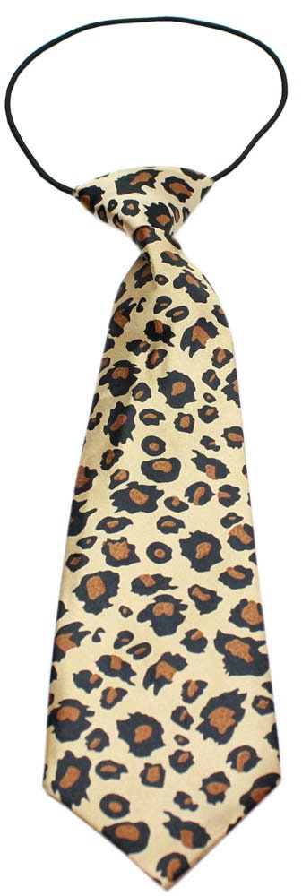 Big Dog Neck Ties in Leopard and Zebra prints, showcasing elegant silky polyester material and durable elastic band for a comfortable fit.