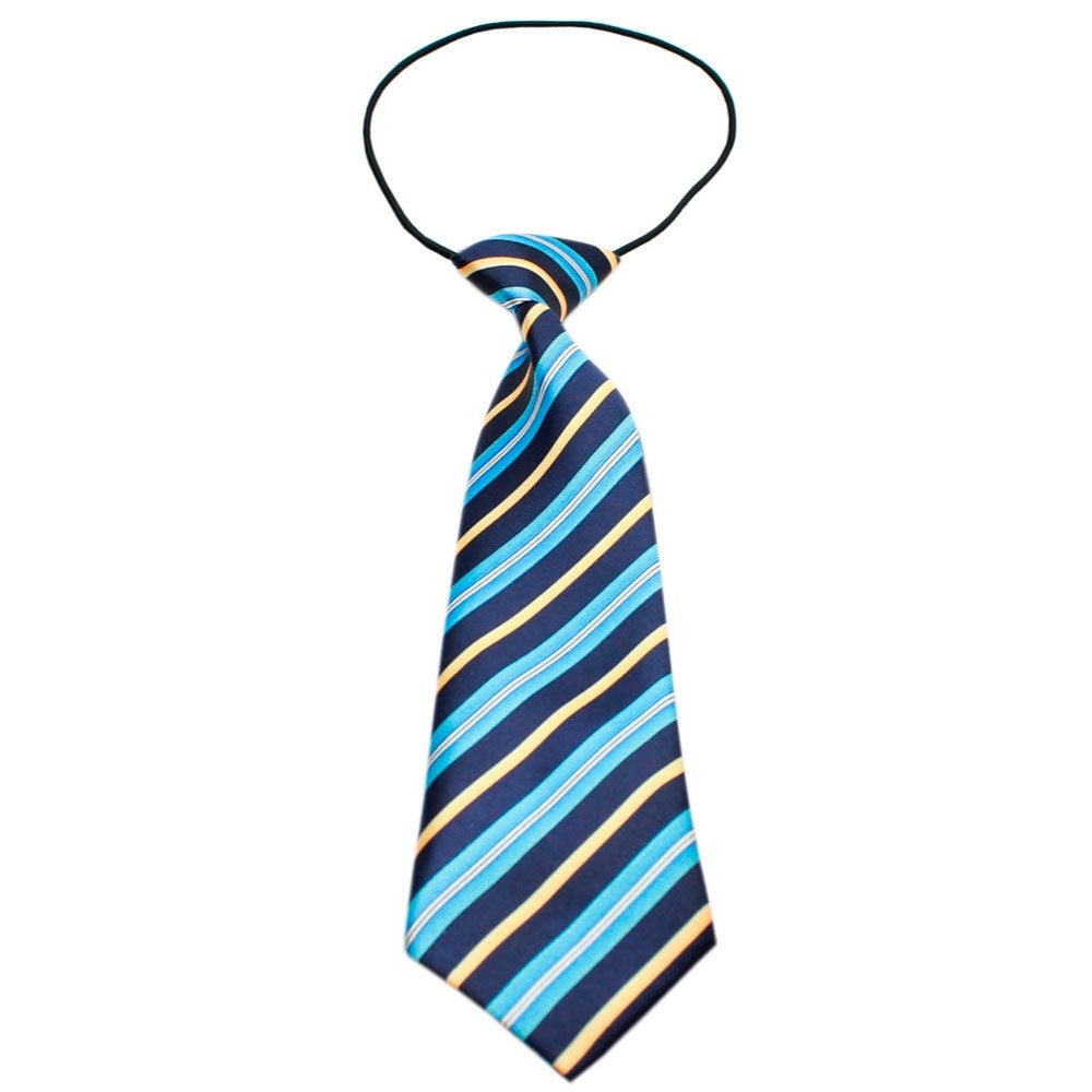Big Dog Neck Tie in Blue & Khaki, made of silky polyester, featuring an elastic band for adjustable fit.