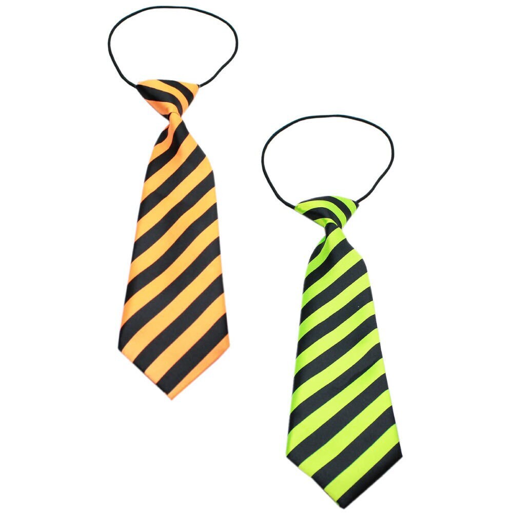 Big Dog Neck Tie in Bright Stripes, featuring vibrant colors and a silky texture, designed for large dogs with an elastic band for a comfortable fit.